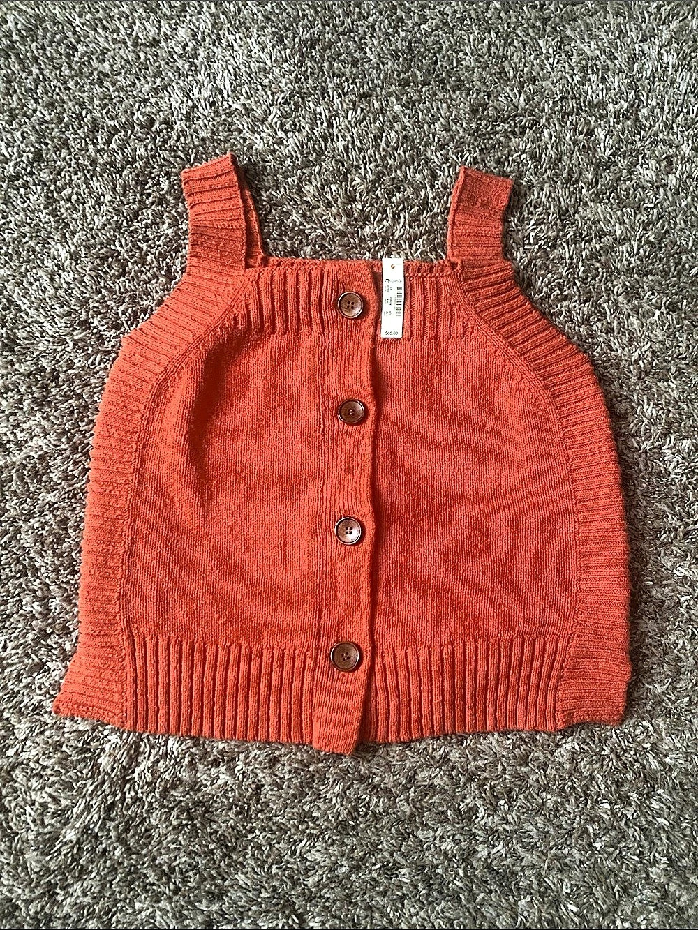Madewell Rowe Button-Front Sweater Tank Orange XS NWT